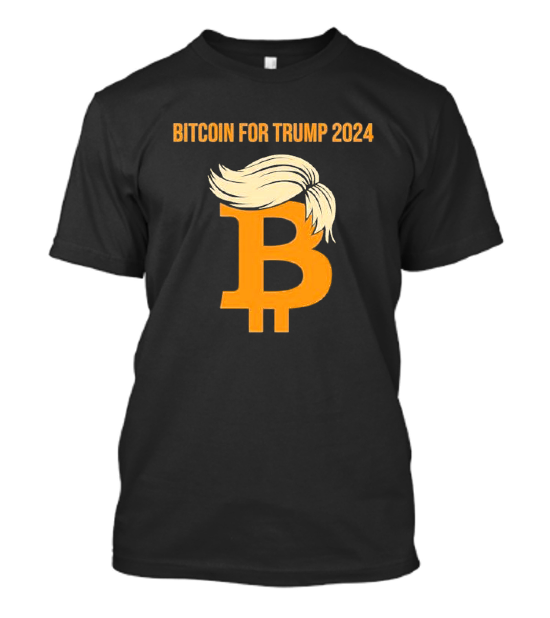 Bitcoin For Trump 2024 Orange Bitcoin Symbol With Blonde Hair T-Shirt