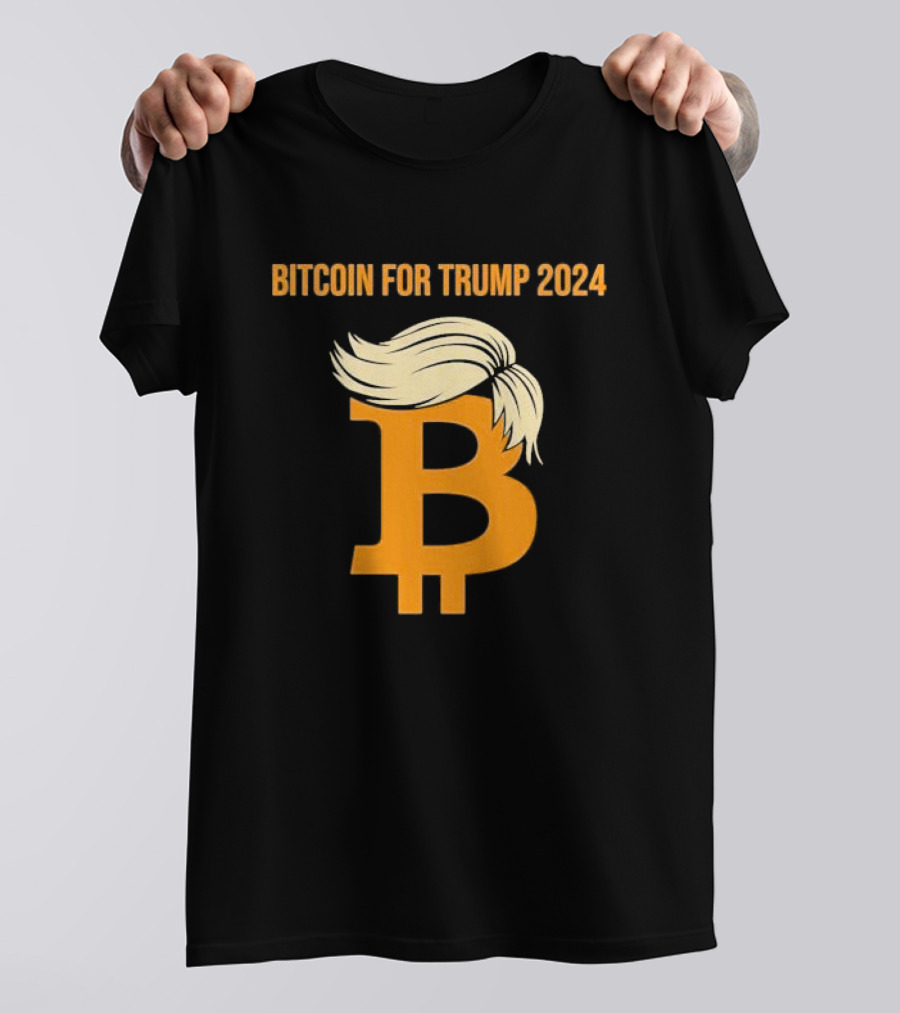 Bitcoin For Trump 2024 Orange Bitcoin Symbol With Blonde Hair T-Shirt