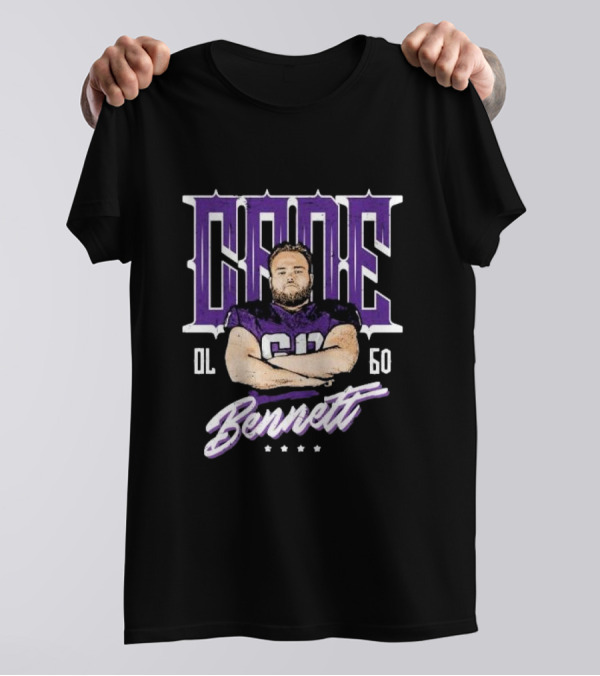 Cade Bennett OL 60 Purple Football Player T-Shirt