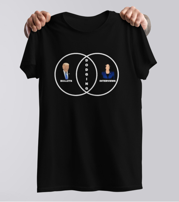 Kamala Trump Bullets Dodging Interviews Venn Diagram Nonaffiliated Voter T-Shirt