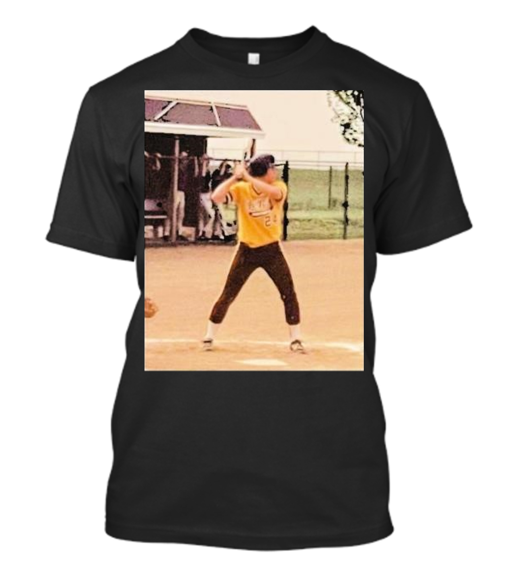 Team Tony Baseball Player Vintage Yellow Uniform Action Shot T-Shirt