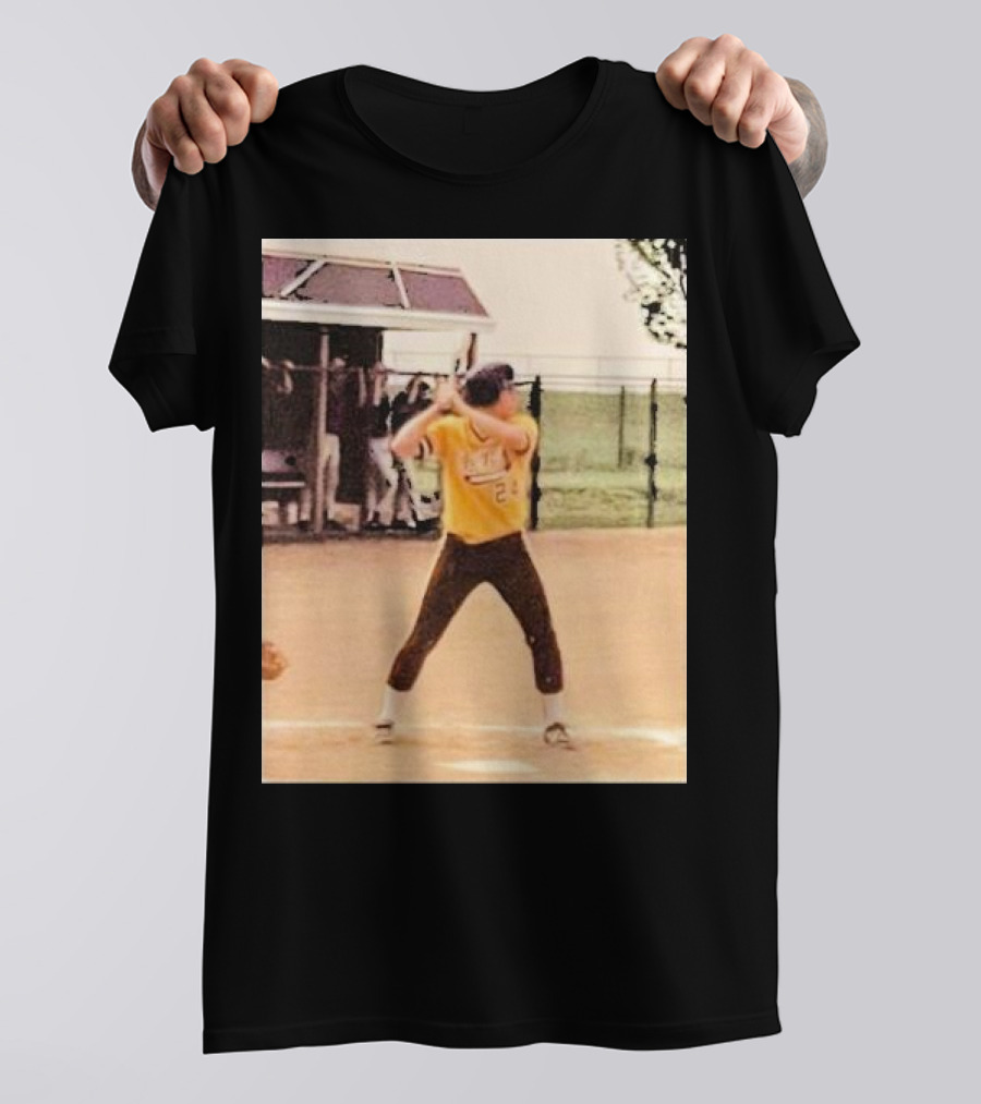 Team Tony Baseball Player Vintage Yellow Uniform Action Shot T-Shirt