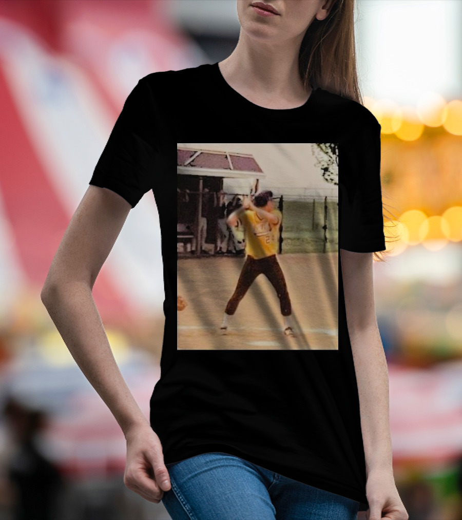 Team Tony Baseball Player Vintage Yellow Uniform Action Shot T-Shirt
