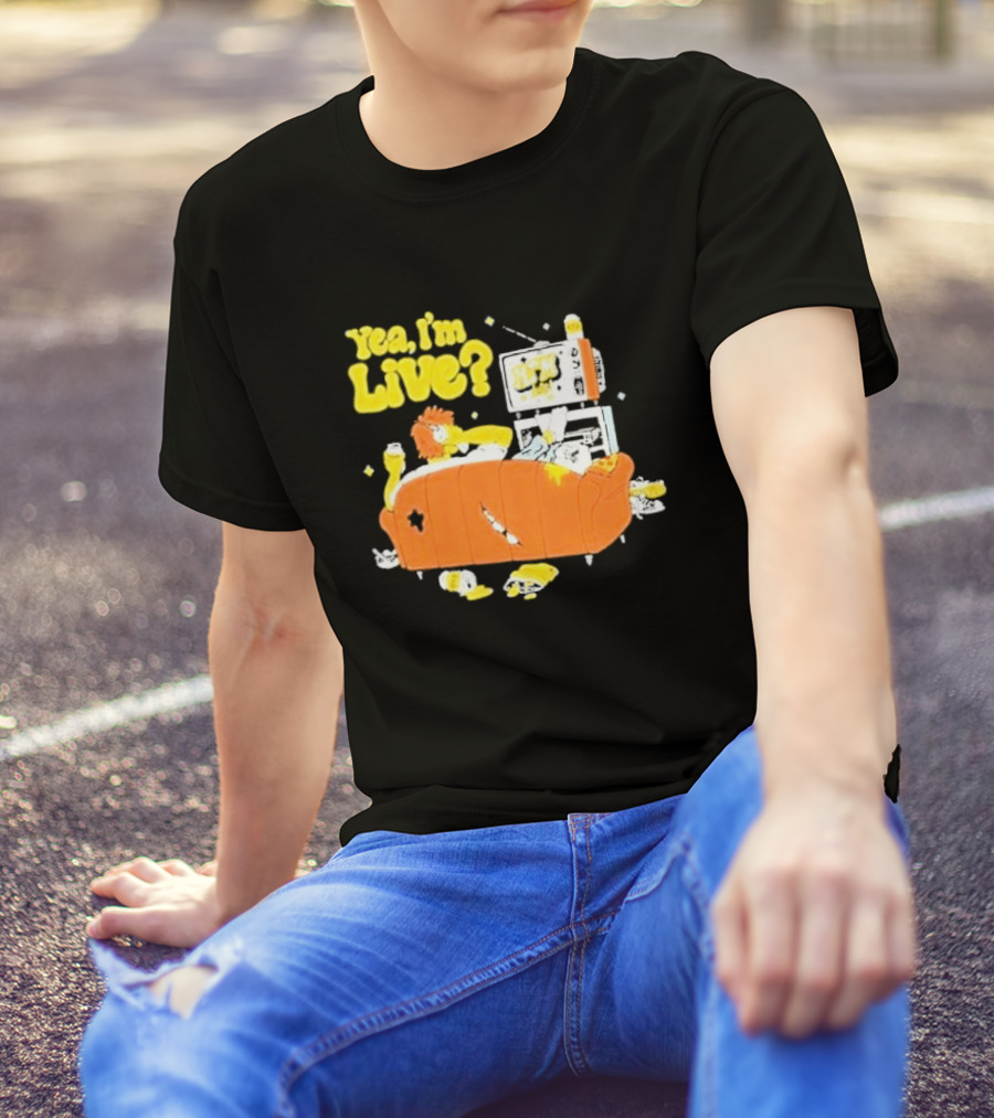 The Simpsons Yea I'm Live Funny Couch Potato Scene T-Shirt