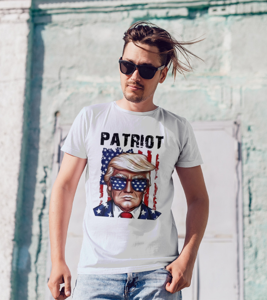 Trump 2024 Patriot American Flag Sunglasses And Suit T-Shirt