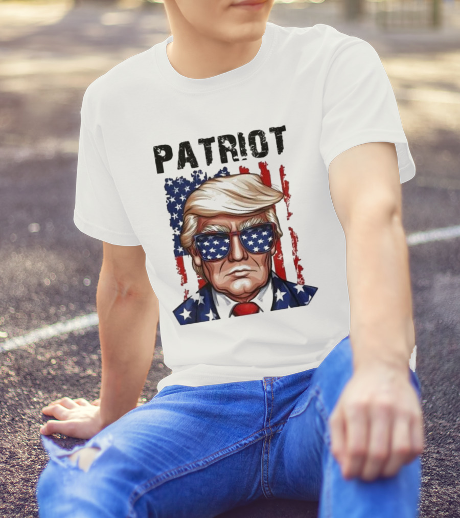 Trump 2024 Patriot American Flag Sunglasses And Suit T-Shirt