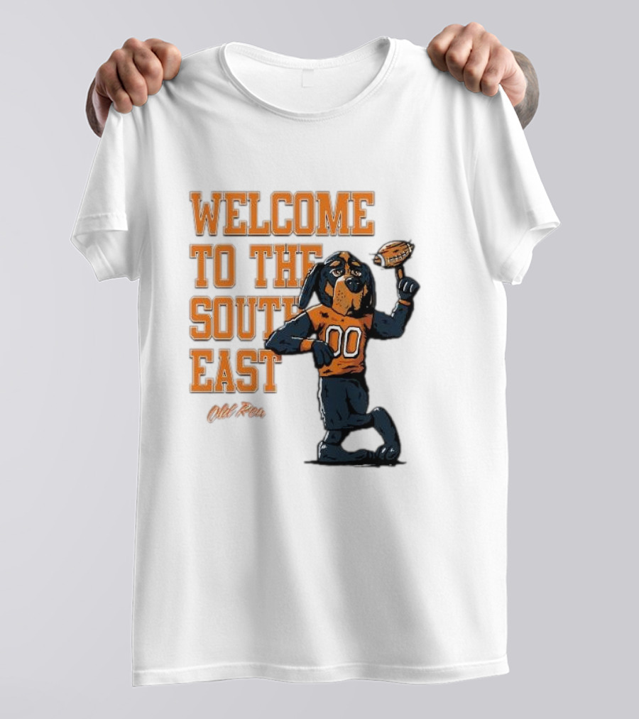 Welcome To The Southeast Old Row Tennessee Volunteers Mascot Football T-Shirt