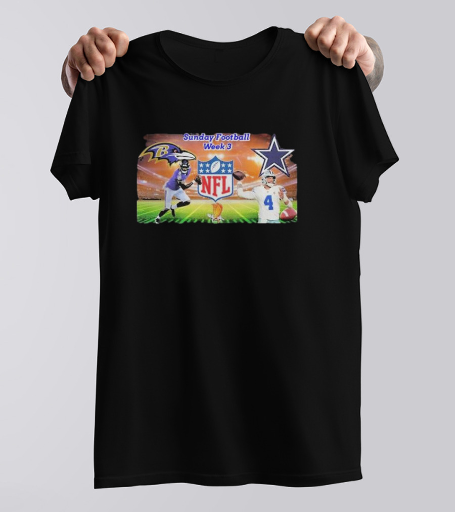 Sunday Football Week 3 Baltimore Ravens Vs Dallas Cowboys NFL T-Shirt