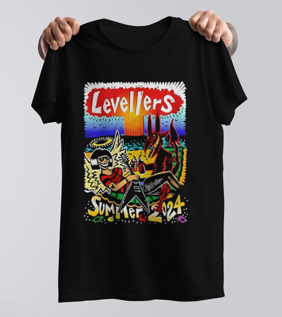 Levellers Summer 2024 Tour Dates Festival Scene Guitar Demon T-Shirt