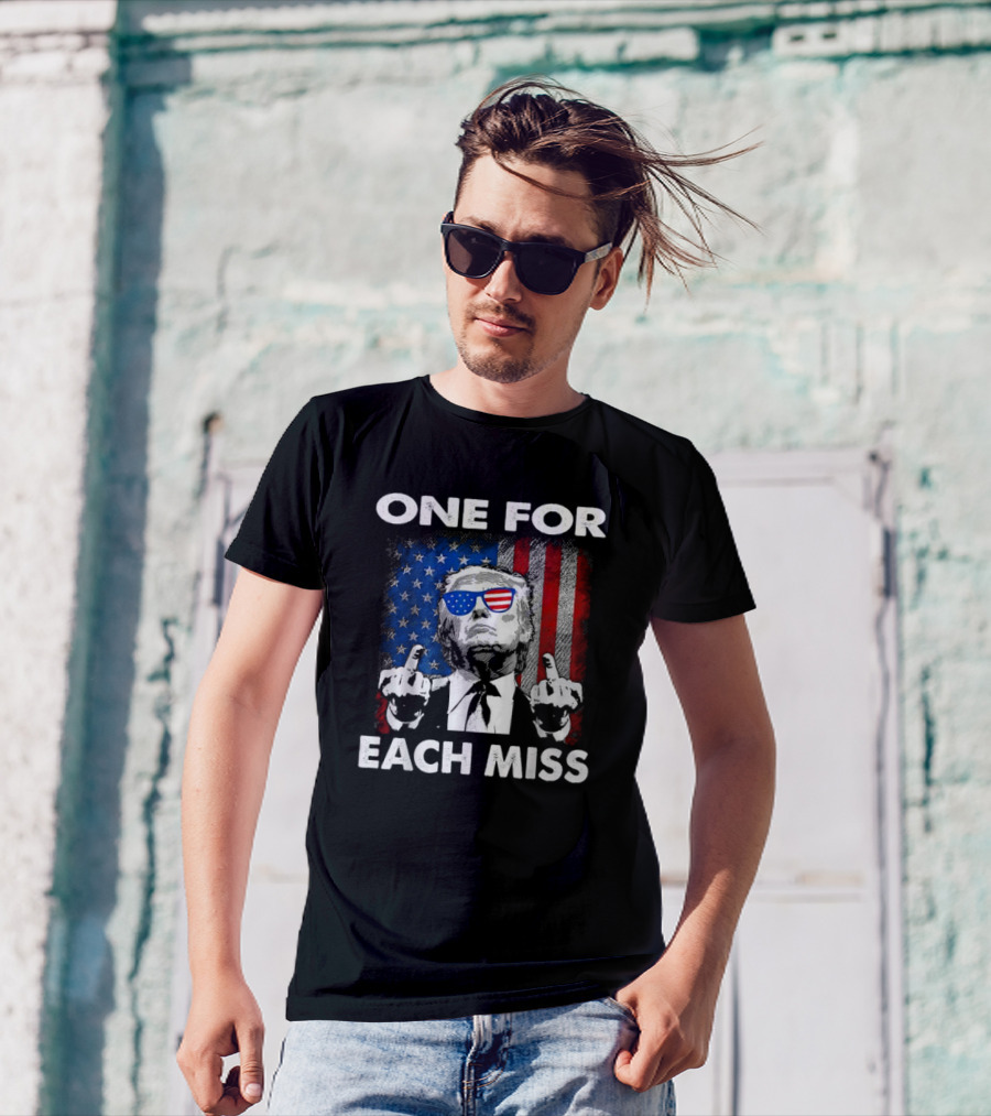 One For Each Miss American Flag Sunglasses Middle Finger T-Shirt