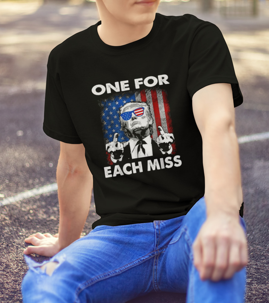 One For Each Miss American Flag Sunglasses Middle Finger T-Shirt