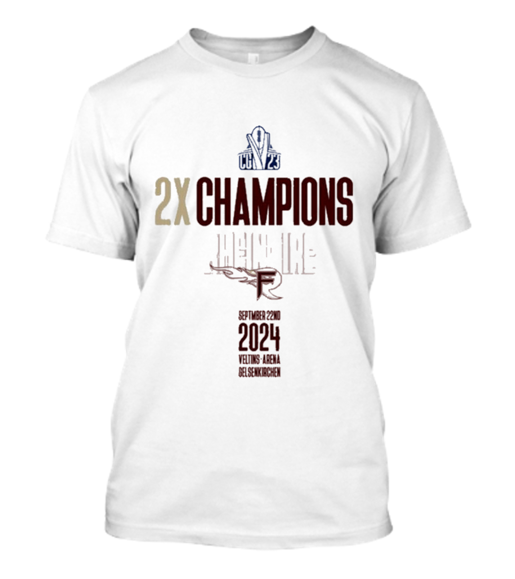 2X Champions Rhein Fire September 22 2024 Veltins Arena Gelsenkirchen T-Shirt