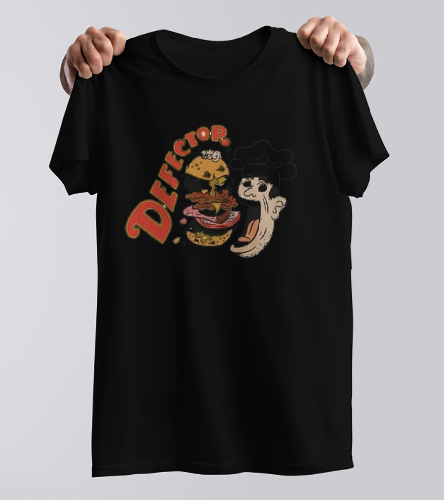 Defector Chefector Big Burger Graphic With Chef And Layered Burger T-Shirt