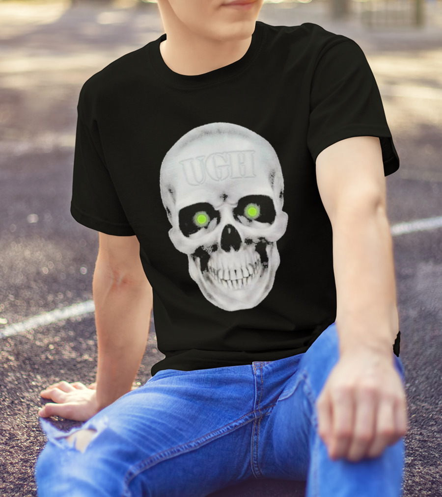UGH GBOD TOUR Skull With Green Eyes T-Shirt