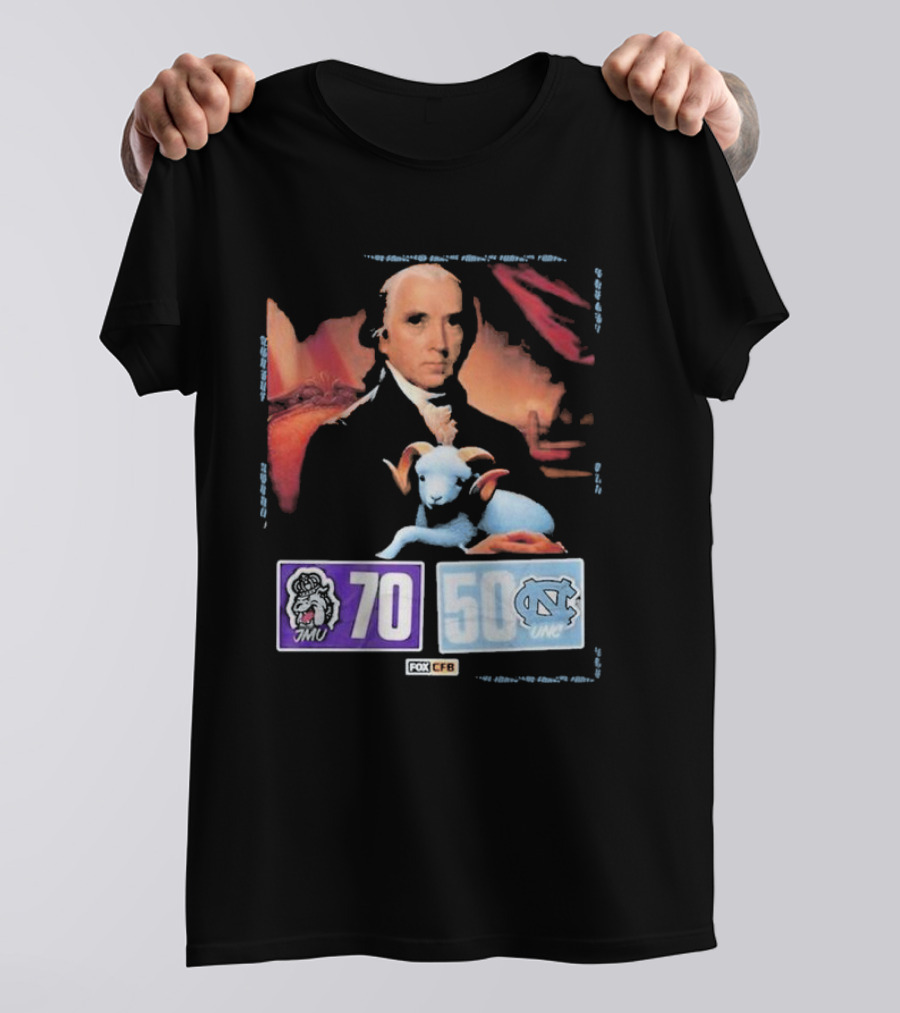 JMU 70 UNC 50 Football 2024 Game Final Score Fox CFB T-Shirt