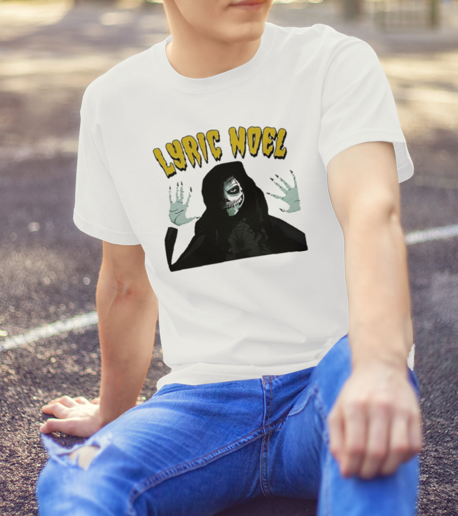 Lyric Noel Hallows Eve Ghostly Figure With Spider Web Face T-Shirt