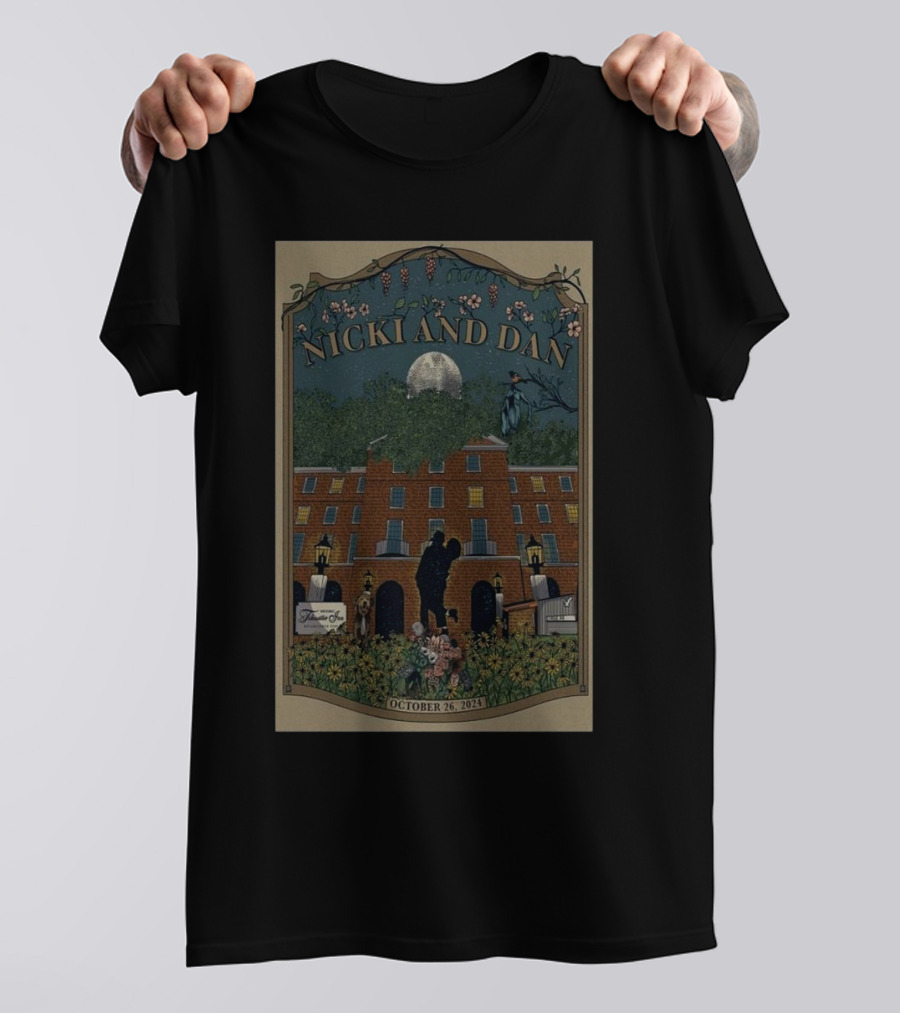 Nicki And Dan October 26 2024 Tidewater Inn US Silhouette Moonlit Night Garden T-Shirt
