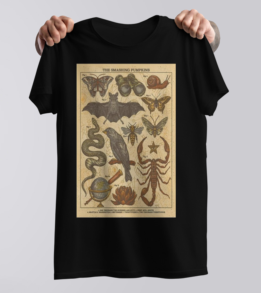 The Smashing Pumpkins Entomology And Astronomy Inspired Art In Seattle WA On September 23 2024 Concert T-Shirt