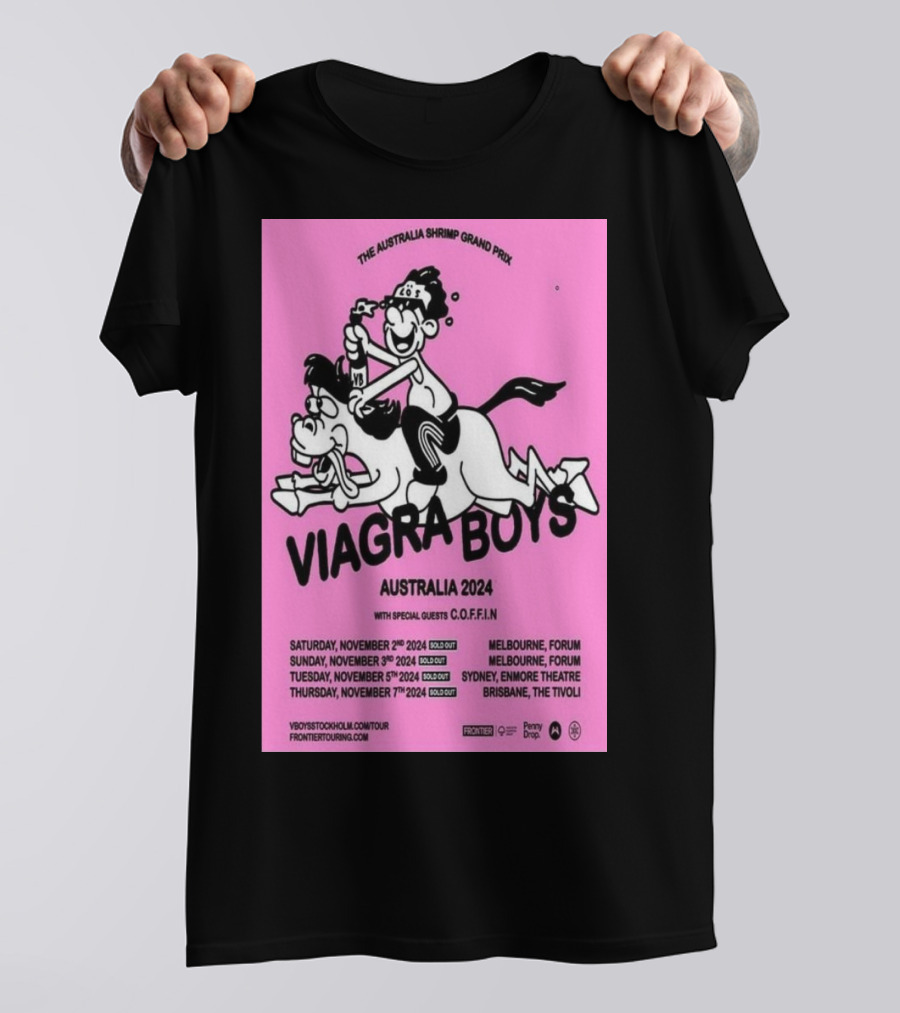 Viagra Boys Australia 2024 The Australia Shrimp Grand Prix Tour Dates With C.O.F.F.I.N T-Shirt