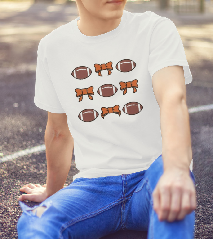 Footballs And Bows Pattern Comfort Colors T-Shirt