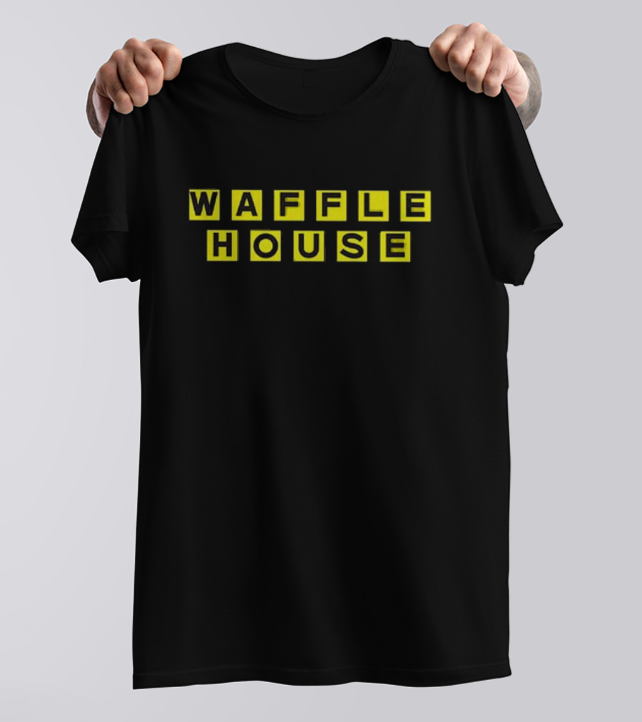 Harris Walz Waffle House Yellow Block Text T-Shirt
