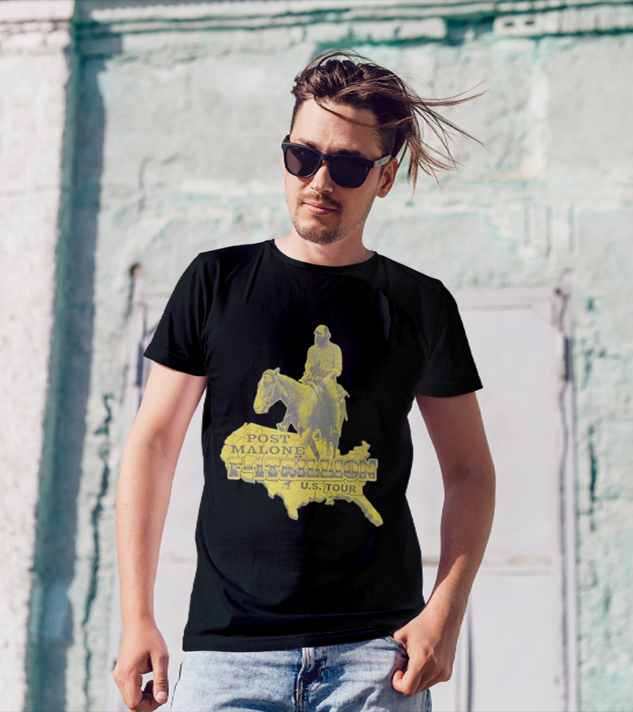 Post Malone Trillion US Tour Map Horse Rider T-Shirt