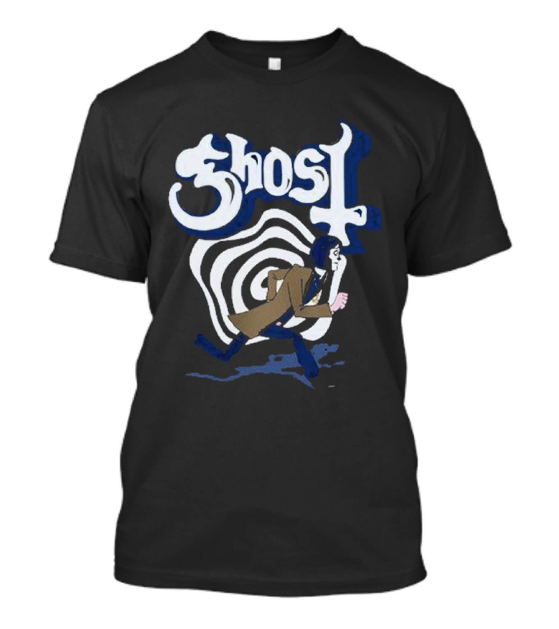Ghost Retro Run 2024 Vintage Style Psychedelic Art With Spiraling Background T-Shirt