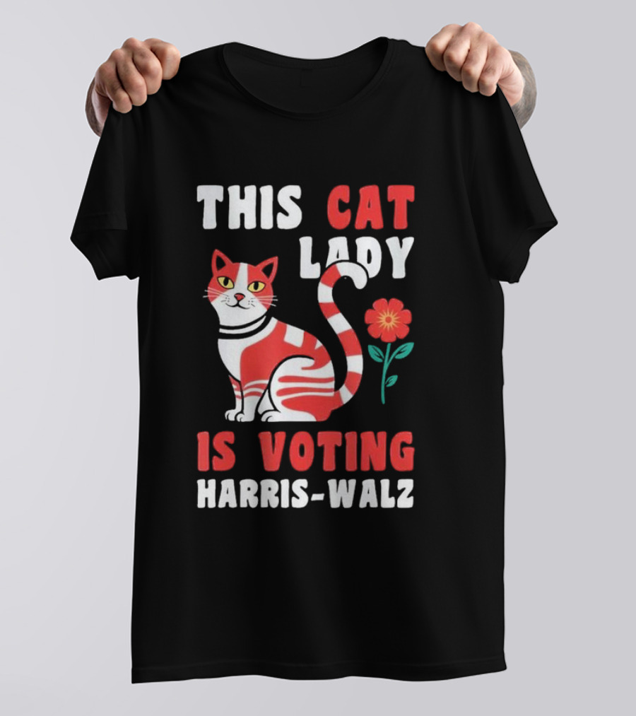 This Cat Lady Is Voting Harris-Walz 2024 Kamala Harris Walz T-Shirt