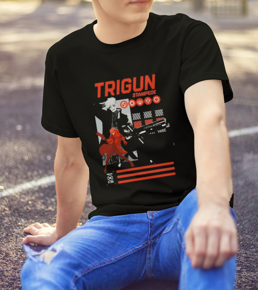 TRIGUN STAMPEDE Vash The Stampede Project SEEDS Iconic Symbols T-Shirt