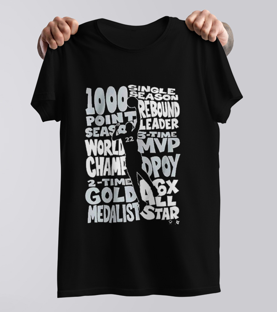 1000 Point Season Rebound Leader World Champ 3-Time MVP DPOY 2-Time Gold Medalist 6X All Star T-Shirt
