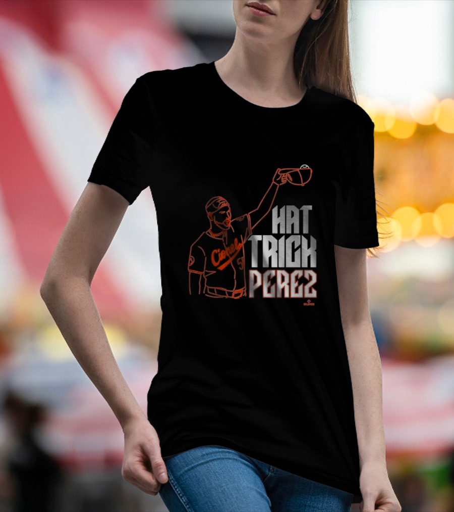 Cionel Perez Celebratory Hat Trick Moment With Orioles Iconography T-Shirt