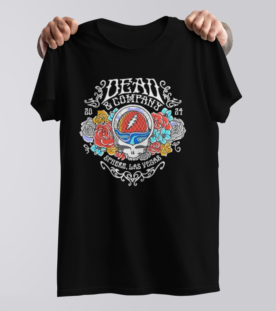 Dead And Company 2024 Sphere Las Vegas Floral Skull T-Shirt