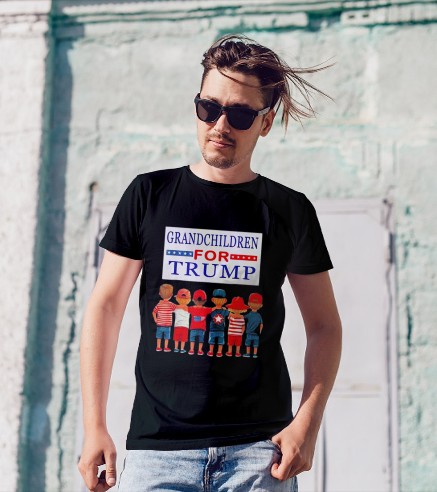 Grandchildren For Trump 2024 Patriotic Kids In Red White And Blue T-Shirt