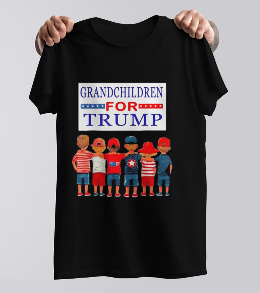 Grandchildren For Trump 2024 Patriotic Kids In Red White And Blue T-Shirt