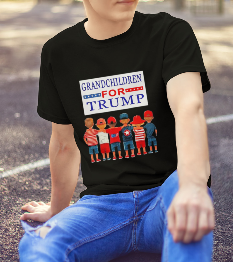 Grandchildren For Trump 2024 Patriotic Kids In Red White And Blue T-Shirt