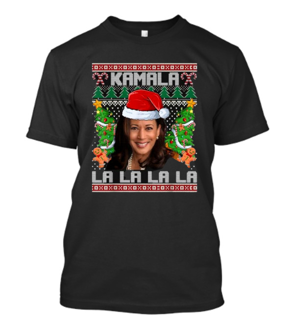 Kamala Christmas La La La Santa Hat Trees T-Shirt