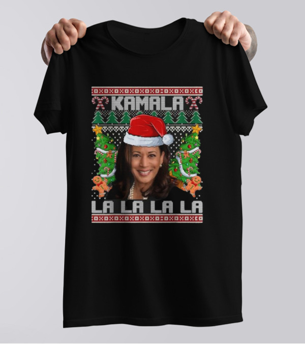 Kamala Christmas La La La Santa Hat Trees T-Shirt