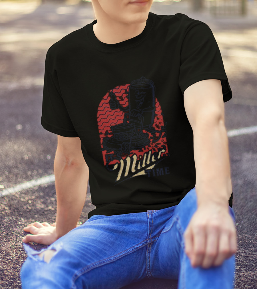 It's Miller Time Astd Beer Can Lawn Mower Fun T-Shirt