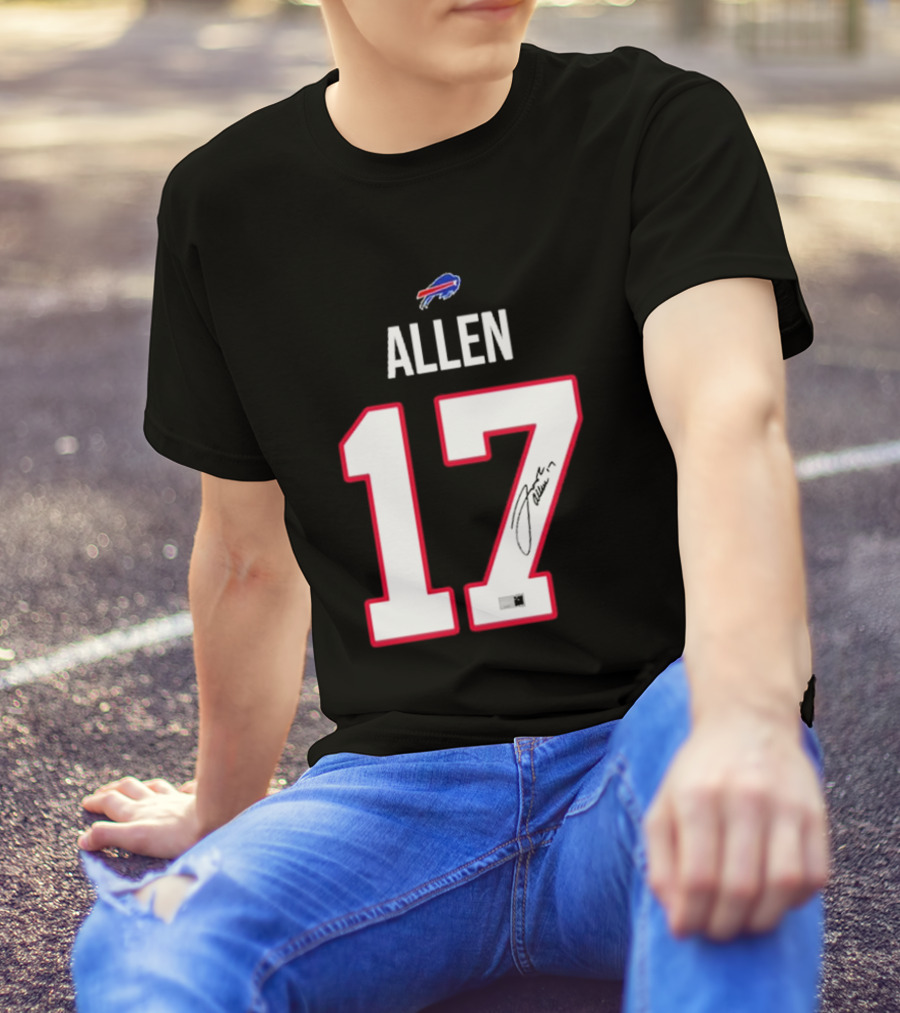 Josh Allen Buffalo Bills Number 17 Signature T-Shirt
