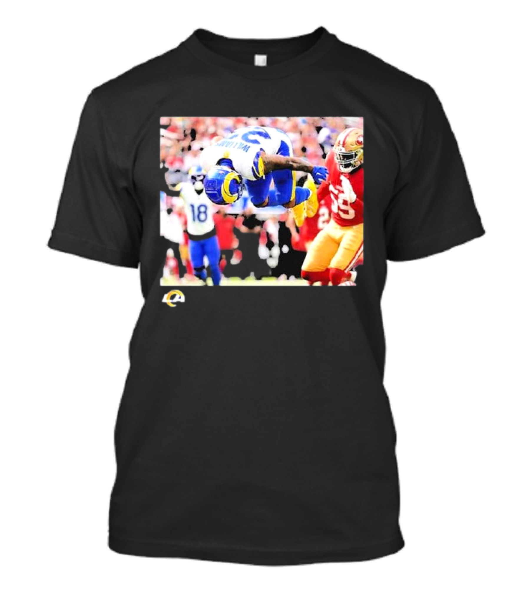 Kyren Williams Los Angeles Rams NFL Action Jump Vs 49ers Week 3 T-Shirt