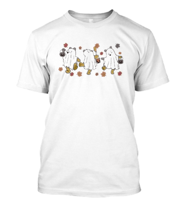 Pooh Bear Ghost Trio Halloween Leaves T-Shirt