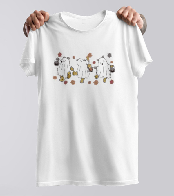 Pooh Bear Ghost Trio Halloween Leaves T-Shirt