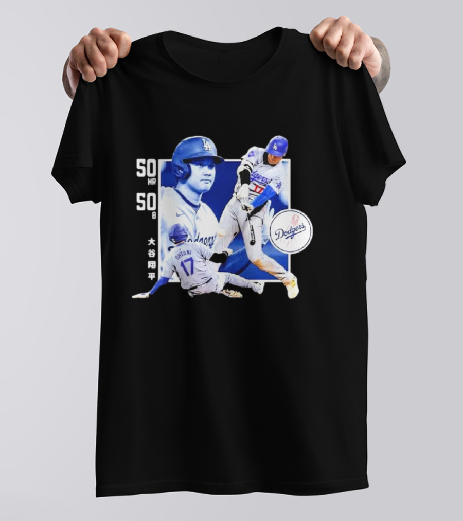 Shohei Ohtani Dodgers 50 HR 50 SB Historic Achievement T-Shirt