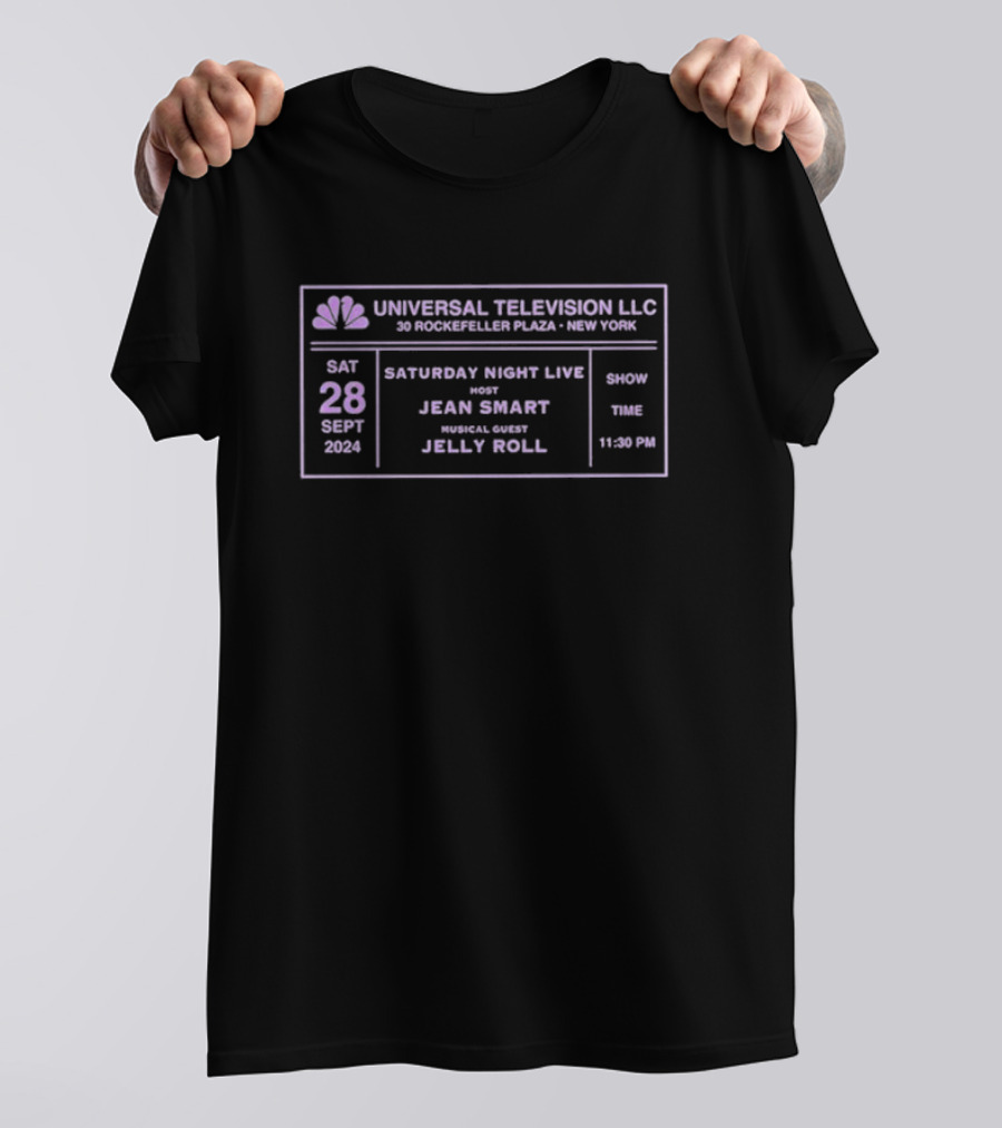 Saturday Night Live 50th Anniversary September 28 2024 Host Jean Smart Musical Guest Jelly Roll Universal Television New York T-Shirt