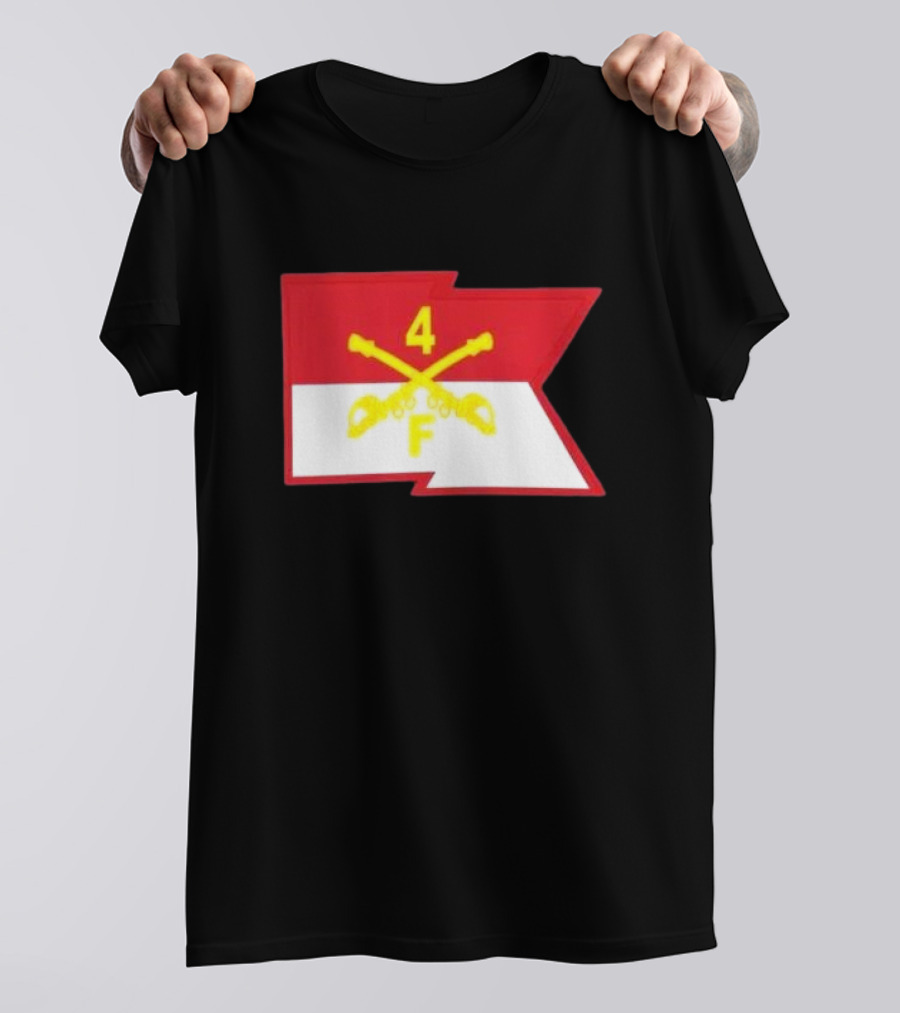 F Troop 4th Cavalry Regiment Guidon Red And White Emblem T-Shirt