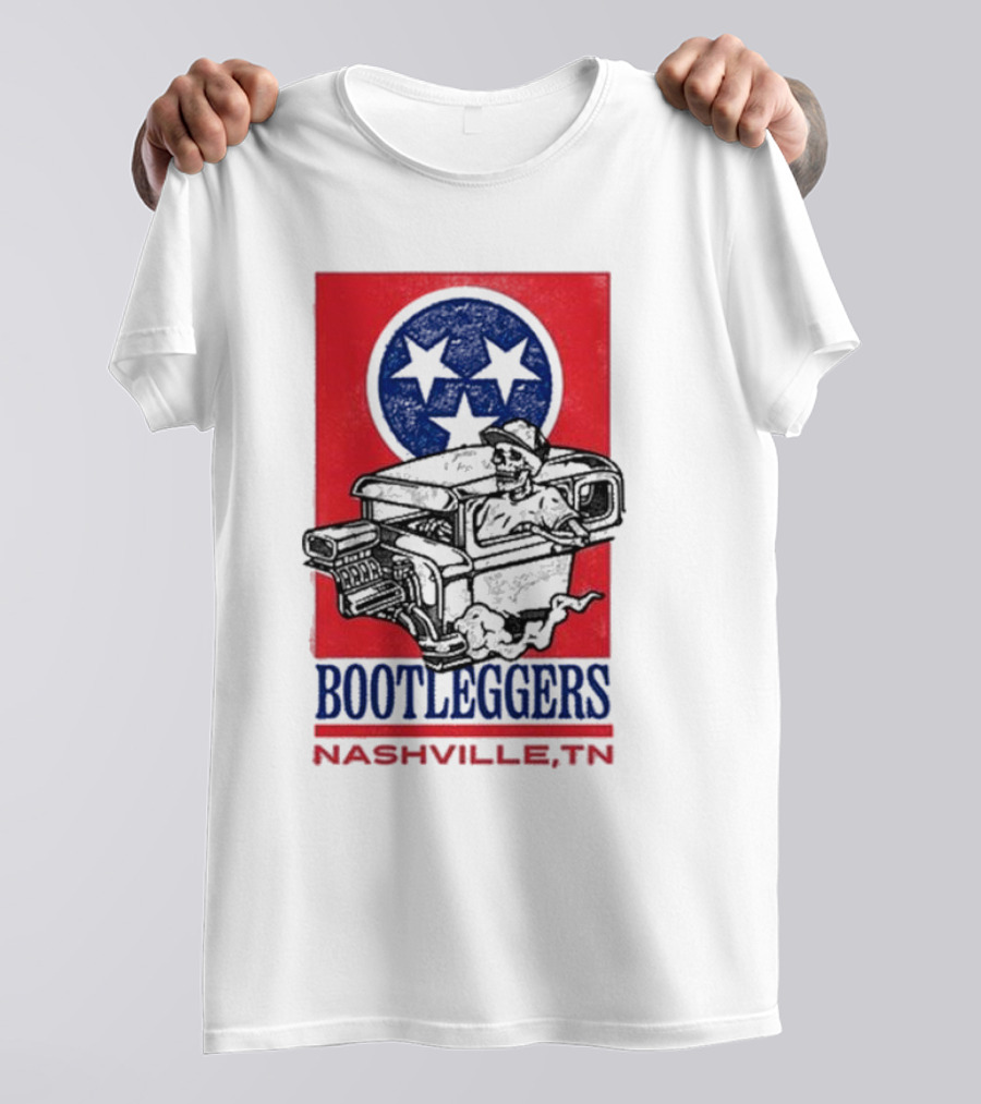 Bootleggers Nashville TN Luke Combs Hot Rod Skeleton T-Shirt