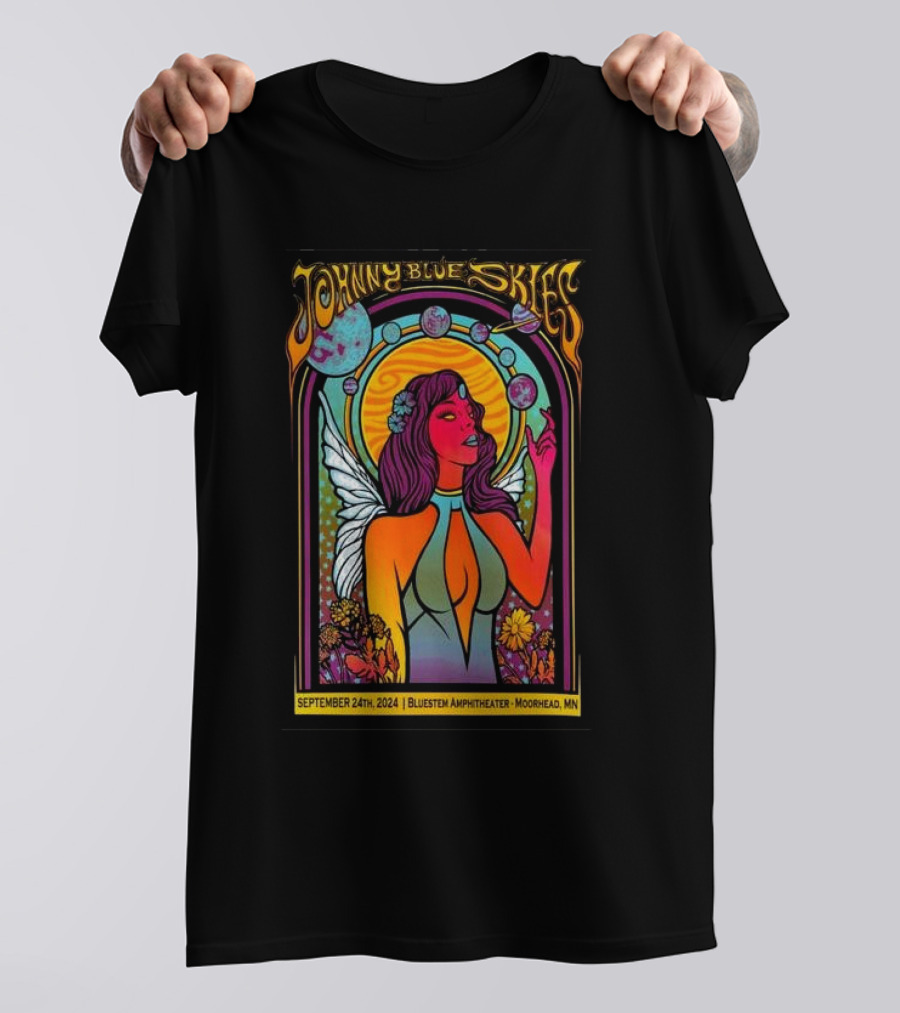Johnny Blue Skies September 24th 2024 Bluestem Amphitheater Moorhead MN Psychedelic Angel T-Shirt