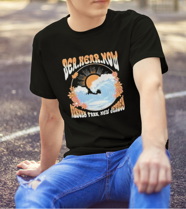 Sea Hear Now Asbury Park New Jersey Perfect Curl Fish And Anchor T-Shirt
