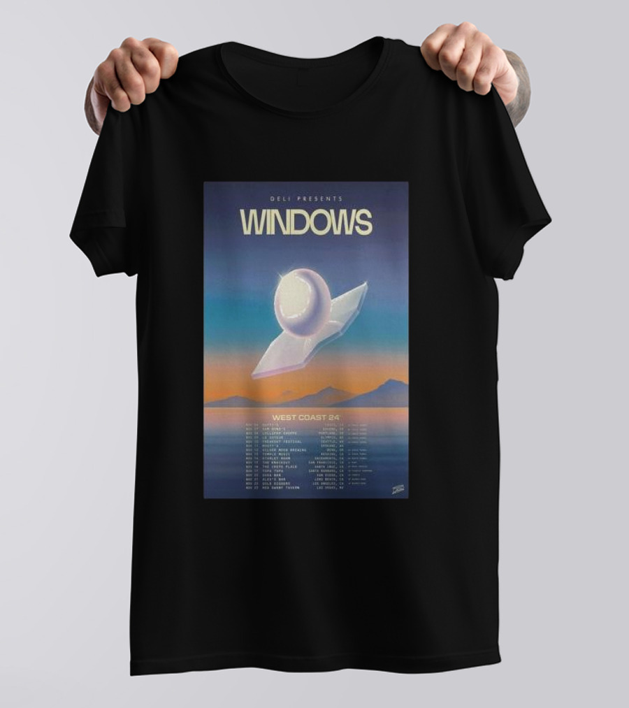 DELI Presents Windows West Coast 24 Tour Dates With Scenic Background T-Shirt