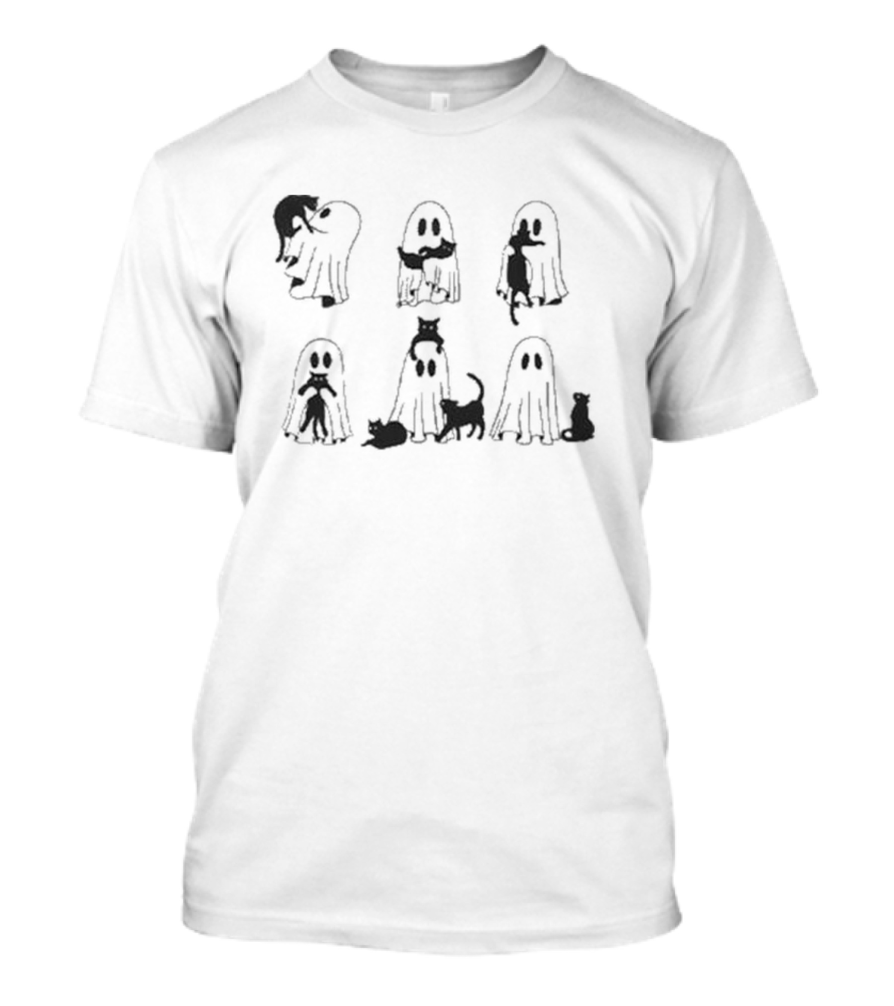 Ghost Black Cat Halloween Ghosts And Cats T-Shirt